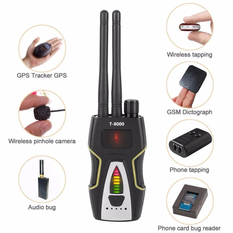 T-8000 RF Signal Detector GSM Audio Finder GPS Scan Detector, T-8000 Silver T-8000 RF Signal Detector GSM Audio Finder GPS Scan Detector, T-8000 Silver